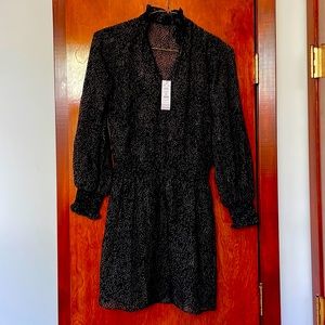 White House Black Market (WHBM) black V-neck dress w/black under liner dress